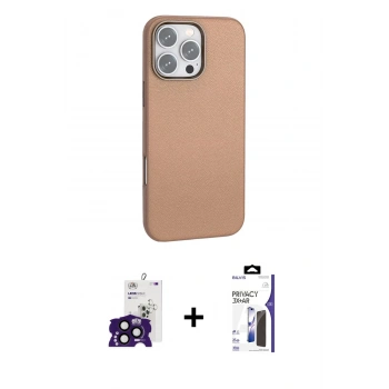 MARSİLYAN™- iPhone 16 Pro Max Kılıf Zirve Modern Prime - Siyah Bilvis 3X AR Hayalet Cam Ekran Koruyucu + Bilvis Titan Kamera Lens - SH