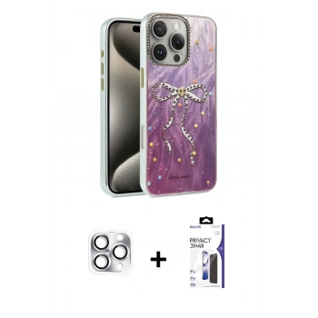 MARSİLYAN™- iPhone 16 Pro Max Kılıf Zirve Modern Prime - Siyah Bilvis 3X AR Hayalet Cam Ekran Koruyucu + Pers Alüminyum Kamera Lens - GS