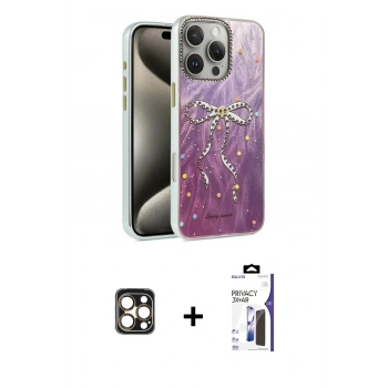 MARSİLYAN™- iPhone 16 Pro Max Kılıf Zirve Modern Prime - Siyah Bilvis 3X AR Hayalet Cam Ekran Koruyucu + PVD Metal Kamera Lens - GD