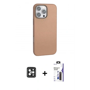 MARSİLYAN™- iPhone 16 Pro Max Kılıf Zirve Modern Prime - Siyah Bilvis 3X AR Hayalet Cam Ekran Koruyucu + PVD Metal Kamera Lens - SH