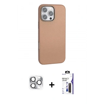 MARSİLYAN™- iPhone 16 Pro Max Kılıf Zirve Modern Prime - Siyah Bilvis 3X AR Hayalet Cam Ekran Koruyucu + Pers Alüminyum Kamera Lens - GS