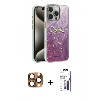 MARSİLYAN™- iPhone 16 Pro Max Kılıf Zirve Modern Prime - Siyah Bilvis 3X AR Hayalet Cam Ekran Koruyucu + Pers Alüminyum Kamera Lens - CLTM