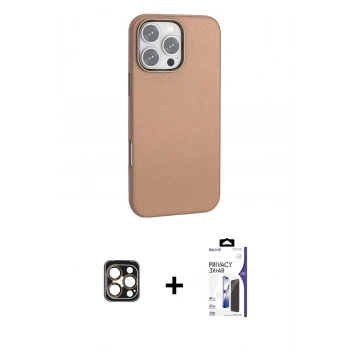 MARSİLYAN™- iPhone 16 Pro Max Kılıf Zirve Modern Prime - Siyah Bilvis 3X AR Hayalet Cam Ekran Koruyucu + PVD Metal Kamera Lens - GD