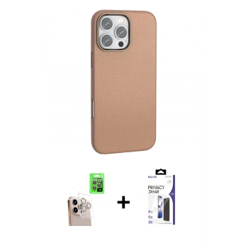MARSİLYAN™- iPhone 16 Pro Max Kılıf Zirve Modern Prime - Siyah Bilvis 3X AR Hayalet Cam Ekran Koruyucu + Raze Metal Kamera Lens - NLGY