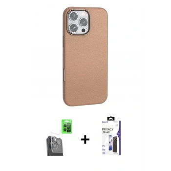 MARSİLYAN™- iPhone 16 Pro Max Kılıf Zirve Modern Prime - Siyah Bilvis 3X AR Hayalet Cam Ekran Koruyucu + Raze Metal Kamera Lens - SH