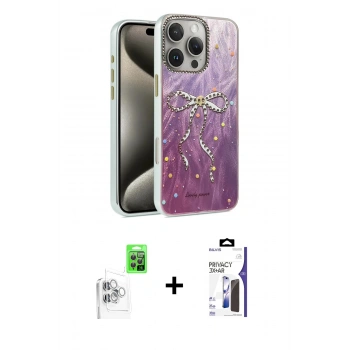MARSİLYAN™- iPhone 16 Pro Max Kılıf Zirve Modern Prime - Siyah Bilvis 3X AR Hayalet Cam Ekran Koruyucu + Raze Metal Kamera Lens - BZ