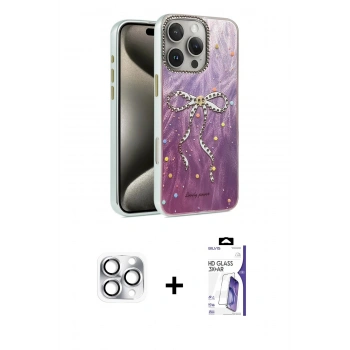 MARSİLYAN™- iPhone 16 Pro Max Kılıf Zirve Modern Prime - Siyah Bilvis 3X AR HD Cam Ekran Koruyucu + Pers Alüminyum Kamera Lens - GS