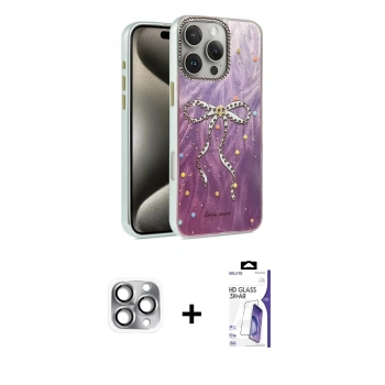 MARSİLYAN™- iPhone 16 Pro Max Kılıf Zirve Modern Prime - Siyah Bilvis 3X AR HD Cam Ekran Koruyucu + Pers Alüminyum Kamera Lens - GI