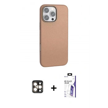 MARSİLYAN™- iPhone 16 Pro Max Kılıf Zirve Modern Prime - Siyah Bilvis 3X AR HD Cam Ekran Koruyucu + PVD Metal Kamera Lens - GD