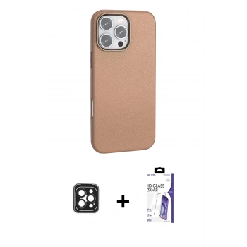 MARSİLYAN™- iPhone 16 Pro Max Kılıf Zirve Modern Prime - Siyah Bilvis 3X AR HD Cam Ekran Koruyucu + PVD Metal Kamera Lens - SH
