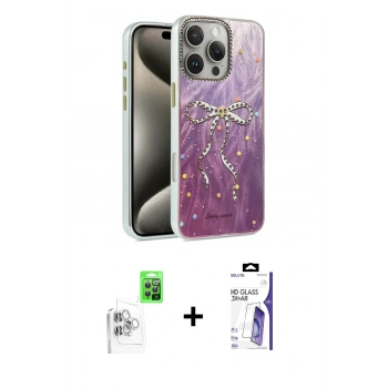 MARSİLYAN™- iPhone 16 Pro Max Kılıf Zirve Modern Prime - Siyah Bilvis 3X AR HD Cam Ekran Koruyucu + Raze Metal Kamera Lens - BZ
