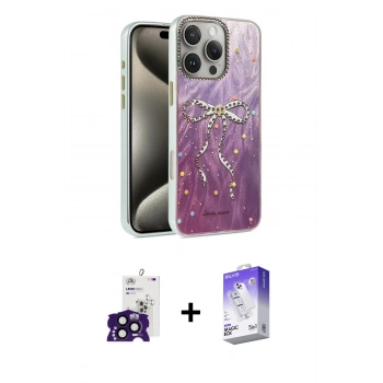MARSİLYAN™- iPhone 16 Pro Max Kılıf Zirve Modern Prime - Siyah Bilvis 5in1 3D Magic Cam Ekran Koruyucu + Bilvis Titan Kamera Lens - SH