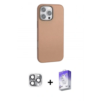 MARSİLYAN™- iPhone 16 Pro Max Kılıf Zirve Modern Prime - Siyah Bilvis 5in1 3D Magic Cam Ekran Koruyucu + Pers Alüminyum Kamera Lens - GI