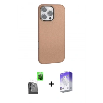 MARSİLYAN™- iPhone 16 Pro Max Kılıf Zirve Modern Prime - Siyah Bilvis 5in1 3D Magic Cam Ekran Koruyucu + Raze Metal Kamera Lens - SH