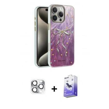MARSİLYAN™- iPhone 16 Pro Max Kılıf Zirve Modern Prime - Siyah Bilvis 5in1 5D Magic Hayalet Cam Ekran Koruyucu + Pers Alüminyum Kamera Lens - GS