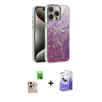 MARSİLYAN™- iPhone 16 Pro Max Kılıf Zirve Modern Prime - Siyah Bilvis 5in1 5D Magic Hayalet Cam Ekran Koruyucu + Raze Metal Kamera Lens - NLGY