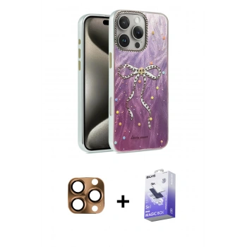 MARSİLYAN™- iPhone 16 Pro Max Kılıf Zirve Modern Prime - Siyah Bilvis 5in1 5D Magic Hayalet Cam Ekran Koruyucu + Pers Alüminyum Kamera Lens - CLTM