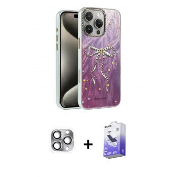 MARSİLYAN™- iPhone 16 Pro Max Kılıf Zirve Modern Prime - Siyah Bilvis 5in1 5D Magic Hayalet Cam Ekran Koruyucu + Pers Alüminyum Kamera Lens - GI