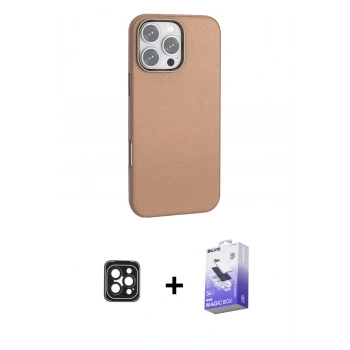MARSİLYAN™- iPhone 16 Pro Max Kılıf Zirve Modern Prime - Siyah Bilvis 5in1 5D Magic Hayalet Cam Ekran Koruyucu + PVD Metal Kamera Lens - SH