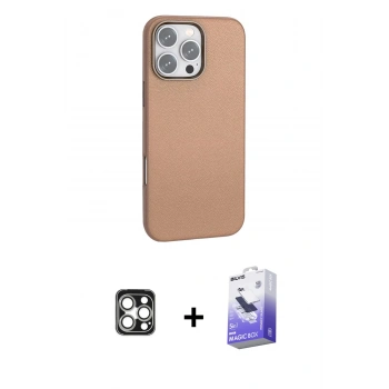 MARSİLYAN™- iPhone 16 Pro Max Kılıf Zirve Modern Prime - Siyah Bilvis 5in1 5D Magic Hayalet Cam Ekran Koruyucu + PVD Metal Kamera Lens - GS