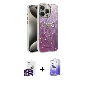 MARSİLYAN™- iPhone 16 Pro Max Kılıf Zirve Modern Prime - Siyah Bilvis 5in1 5D Magic Hayalet Cam Ekran Koruyucu + Bilvis Titan Kamera Lens - SH