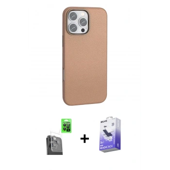 MARSİLYAN™- iPhone 16 Pro Max Kılıf Zirve Modern Prime - Siyah Bilvis 5in1 5D Magic Hayalet Cam Ekran Koruyucu + Raze Metal Kamera Lens - SH