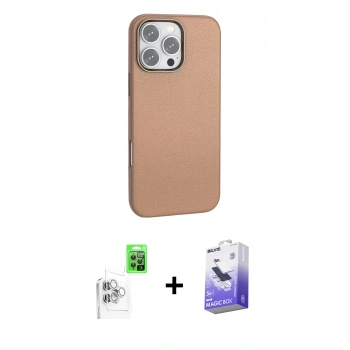 MARSİLYAN™- iPhone 16 Pro Max Kılıf Zirve Modern Prime - Siyah Bilvis 5in1 5D Magic Hayalet Cam Ekran Koruyucu + Raze Metal Kamera Lens - BZ