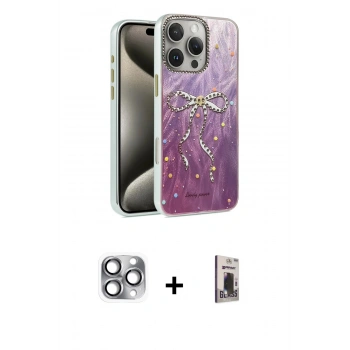 MARSİLYAN™- iPhone 16 Pro Max Kılıf Zirve Modern Prime - Siyah Bilvis Hayalet Cam Ekran Koruyucu + Pers Alüminyum Kamera Lens - GI
