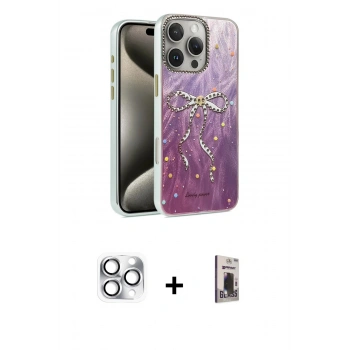 MARSİLYAN™- iPhone 16 Pro Max Kılıf Zirve Modern Prime - Siyah Bilvis Hayalet Cam Ekran Koruyucu + Pers Alüminyum Kamera Lens - GS