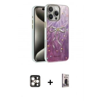 MARSİLYAN™- iPhone 16 Pro Max Kılıf Zirve Modern Prime - Siyah Bilvis Hayalet Cam Ekran Koruyucu + PVD Metal Kamera Lens - GD