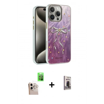 MARSİLYAN™- iPhone 16 Pro Max Kılıf Zirve Modern Prime - Siyah Bilvis Hayalet Cam Ekran Koruyucu + Raze Metal Kamera Lens - NLGY