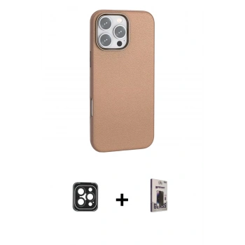 MARSİLYAN™- iPhone 16 Pro Max Kılıf Zirve Modern Prime - Siyah Bilvis Hayalet Cam Ekran Koruyucu + PVD Metal Kamera Lens - SH