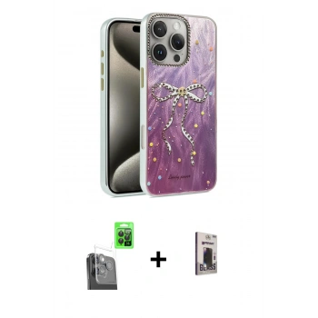 MARSİLYAN™- iPhone 16 Pro Max Kılıf Zirve Modern Prime - Siyah Bilvis Hayalet Cam Ekran Koruyucu + Raze Metal Kamera Lens - SH