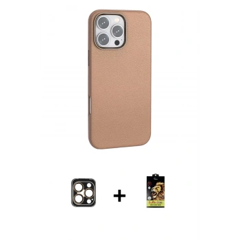 MARSİLYAN™- iPhone 16 Pro Max Kılıf Zirve Modern Prime - Siyah Buffer Cam Ekran Koruyucu + PVD Metal Kamera Lens - GD