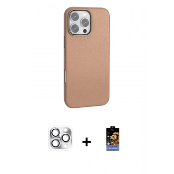 MARSİLYAN™- iPhone 16 Pro Max Kılıf Zirve Modern Prime - Siyah Buffer Hayalet Cam Ekran Koruyucu + Pers Alüminyum Kamera Lens - GS