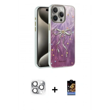 MARSİLYAN™- iPhone 16 Pro Max Kılıf Zirve Modern Prime - Siyah Buffer Hayalet Cam Ekran Koruyucu + Pers Alüminyum Kamera Lens - GS