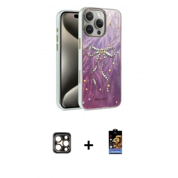 MARSİLYAN™- iPhone 16 Pro Max Kılıf Zirve Modern Prime - Siyah Buffer Hayalet Cam Ekran Koruyucu + PVD Metal Kamera Lens - GD