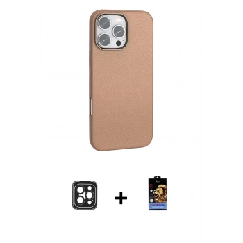 MARSİLYAN™- iPhone 16 Pro Max Kılıf Zirve Modern Prime - Siyah Buffer Hayalet Cam Ekran Koruyucu + PVD Metal Kamera Lens - SH