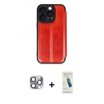 MARSİLYAN™- iPhone 16 Pro Max Kılıf Zirve Yansıma Serisi - Şeffaf Pasifik Cam Ekran Koruyucu + Pers Alüminyum Kamera Lens - GI