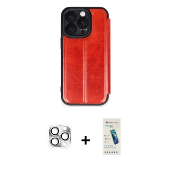 MARSİLYAN™- iPhone 16 Pro Max Kılıf Zirve Yansıma Serisi - Şeffaf Pasifik Cam Ekran Koruyucu + Pers Alüminyum Kamera Lens - GS