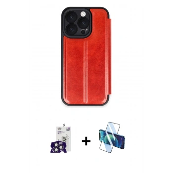 MARSİLYAN™- iPhone 16 Pro Max Kılıf Zirve Yansıma Serisi - Siyah 3D Antistatik Cam Ekran Koruyucu + Bilvis Titan Kamera Lens - TMGI