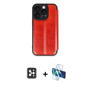MARSİLYAN™- iPhone 16 Pro Max Kılıf Zirve Yansıma Serisi - Siyah 3D Antistatik Cam Ekran Koruyucu + PVD Metal Kamera Lens - SH