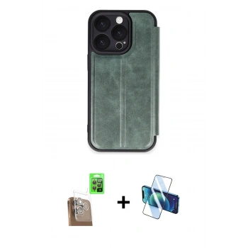MARSİLYAN™- iPhone 16 Pro Max Kılıf Zirve Yansıma Serisi - Siyah 3D Antistatik Cam Ekran Koruyucu + Raze Metal Kamera Lens - CLTM