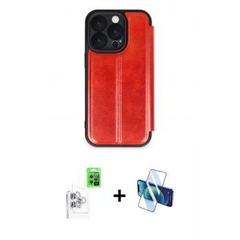 MARSİLYAN™- iPhone 16 Pro Max Kılıf Zirve Yansıma Serisi - Siyah 3D Antistatik Cam Ekran Koruyucu + Raze Metal Kamera Lens - BZ