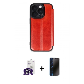 MARSİLYAN™- iPhone 16 Pro Max Kılıf Zirve Yansıma Serisi - Siyah 3D Antistatik Hayalet Cam Ekran Koruyucu + Bilvis Titan Kamera Lens - SH