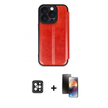 MARSİLYAN™- iPhone 16 Pro Max Kılıf Zirve Yansıma Serisi - Siyah 3D Antistatik Mat Seramik Nano Ekran Koruyucu + PVD Metal Kamera Lens - SH