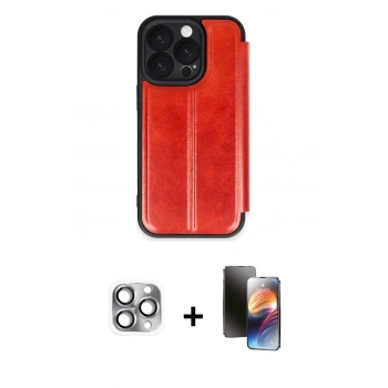 MARSİLYAN™- iPhone 16 Pro Max Kılıf Zirve Yansıma Serisi - Siyah 3D Antistatik Mat Seramik Nano Ekran Koruyucu + Pers Alüminyum Kamera Lens - GI