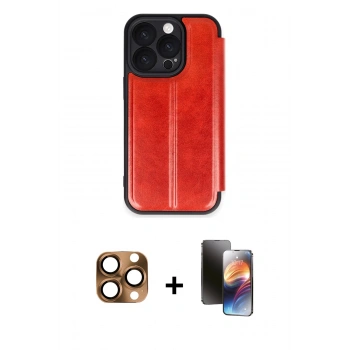 MARSİLYAN™- iPhone 16 Pro Max Kılıf Zirve Yansıma Serisi - Siyah 3D Antistatik Mat Seramik Nano Ekran Koruyucu + Pers Alüminyum Kamera Lens - CLTM