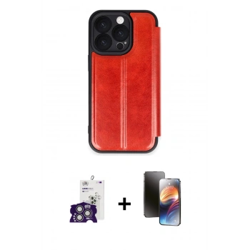 MARSİLYAN™- iPhone 16 Pro Max Kılıf Zirve Yansıma Serisi - Siyah 3D Antistatik Mat Seramik Nano Ekran Koruyucu + Bilvis Titan Kamera Lens - GS