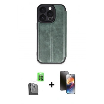 MARSİLYAN™- iPhone 16 Pro Max Kılıf Zirve Yansıma Serisi - Siyah 3D Antistatik Mat Seramik Nano Ekran Koruyucu + Raze Metal Kamera Lens - SH